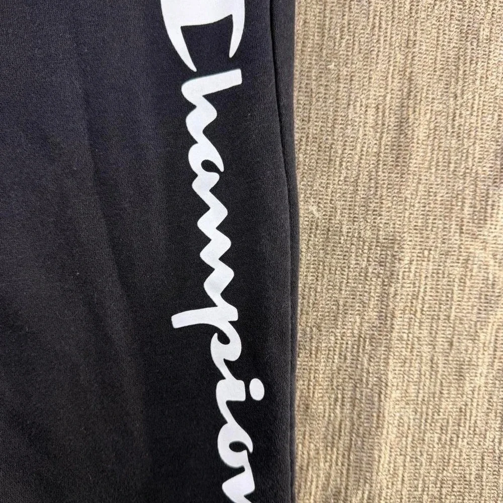 Champion Youth Large Black Script Logo Fleece Jogger Sweatpants L 14/16